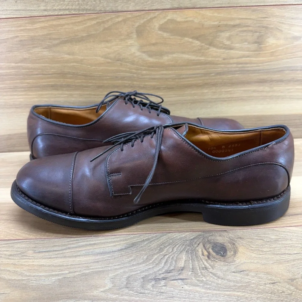 Allen Edmonds Bergland Oxford Mens 10.5 B Brown Leather Cap Toe Rubber Sole 6551
